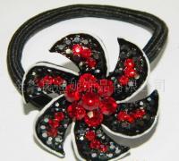 供應韓版頭飾 水鉆+滴油皮繩頭花，引領時尚爆款潮流